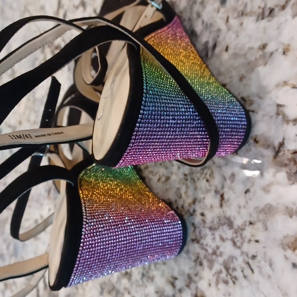 Jessica Simpson Arlisa Rainbow Rhinestone Wedge Heel 🌈 Pride Size 10 - Picture 11 of 16